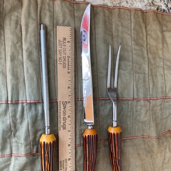 Vintage Sheffield Crown Crest England 3 Piece Carving Set. - Picture 4 of 4
